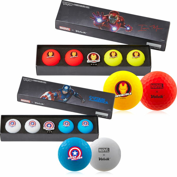 Volvik ボルビック MARVEL GIFT SET 2.0 ゴルフボール 4球 クリップマーカー 1個ゴルフボール