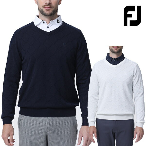 ★12月限定★【全品対象!エントリーでポイント3倍!】【特価】フットジョイ 秋冬モデル メンズ ケーブルアーガイルVネックセーター FJ-F23-M01 Foo...