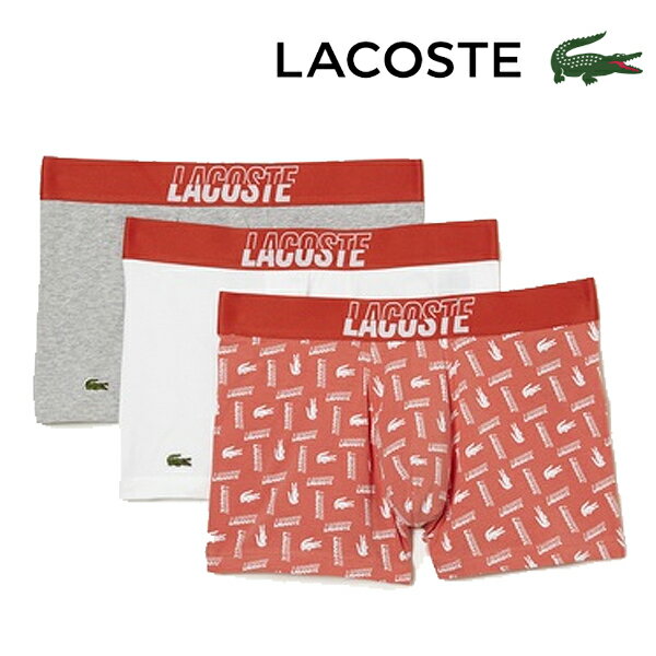 ラコステ 2023年春夏モデル メンズ アンダーウェア 5H5913-10 LACOSTE ストレッチコットンプリントトランクショーツ3パック【23】