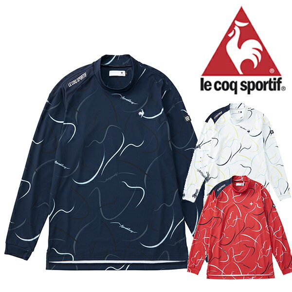 ルコック 2023年秋冬モデル メンズ 総柄プリント モックネック 長袖シャツ QGMWJB02le coq sportif 