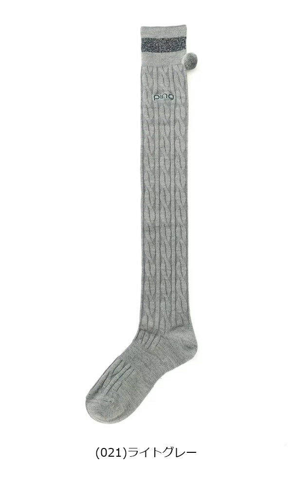 【残り、ネイビーのみ】ピン アパレル 秋冬モデル レディース 蓄熱系 ラメライン ニーハイソックス 622-3286810 PING GOLF【23】