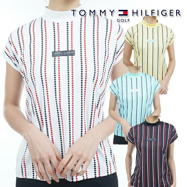 トミーヒルフィガー 2023年春夏モデル レディース チェーンドット フレンチ モックネック 半袖シャツ THLA323 TOMMY HILFIGER【23】