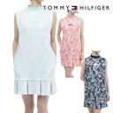 トミーヒルフィガー 2023年春夏モデル レディース リーフ柄 ショルダータック ノースリーブ ワンピース THLA330 TOMMY HILFIGER【23】