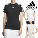 アディダスゴルフ 2024年春夏モデル レディース 3ストライプス メッシュベントモック 半袖シャツ IKK64 adidas golf 【24】