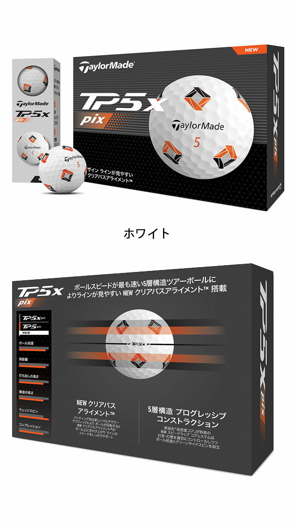 テーラーメイド TP5 X pix ゴルフボール 1ダース ピックス ゴルフ ボール TaylorMa...