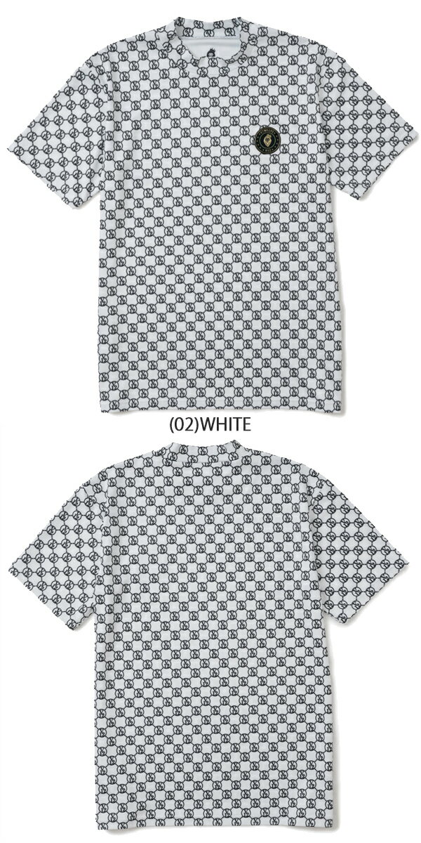 【残り、ホワイトXLサイズ、1枚限り】V12 春夏モデル メンズ MONOGRAM 半袖 モックネックシャツ V122410-MK10【24】