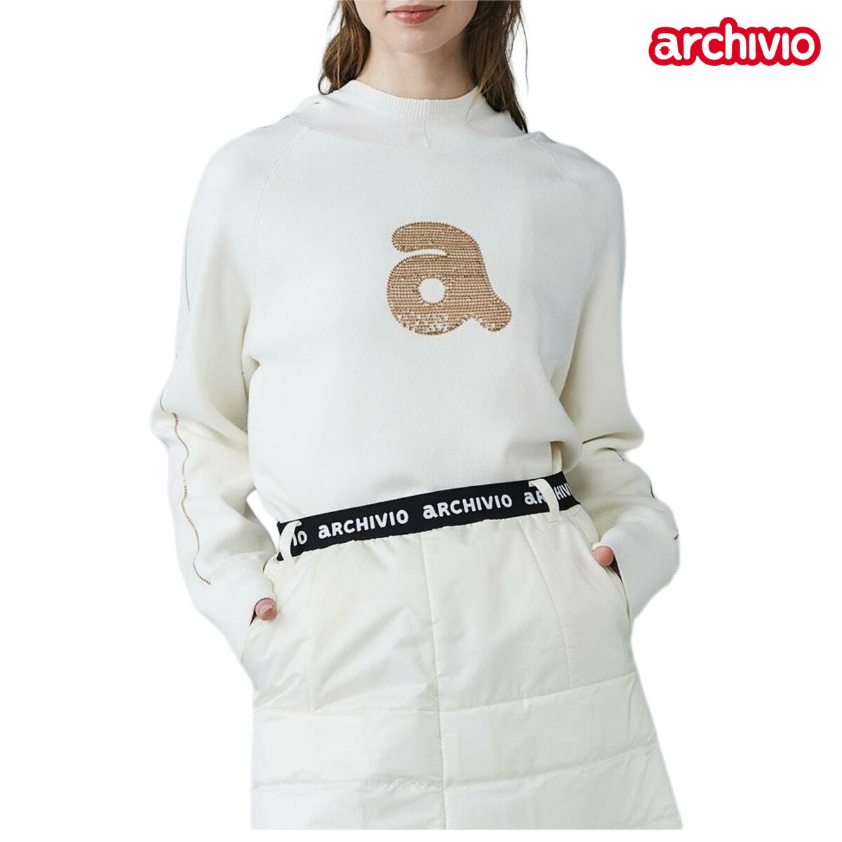 アルチビオ 2025年秋冬モデル レディース スパンコール刺繍 保温 ニット A518102【25】