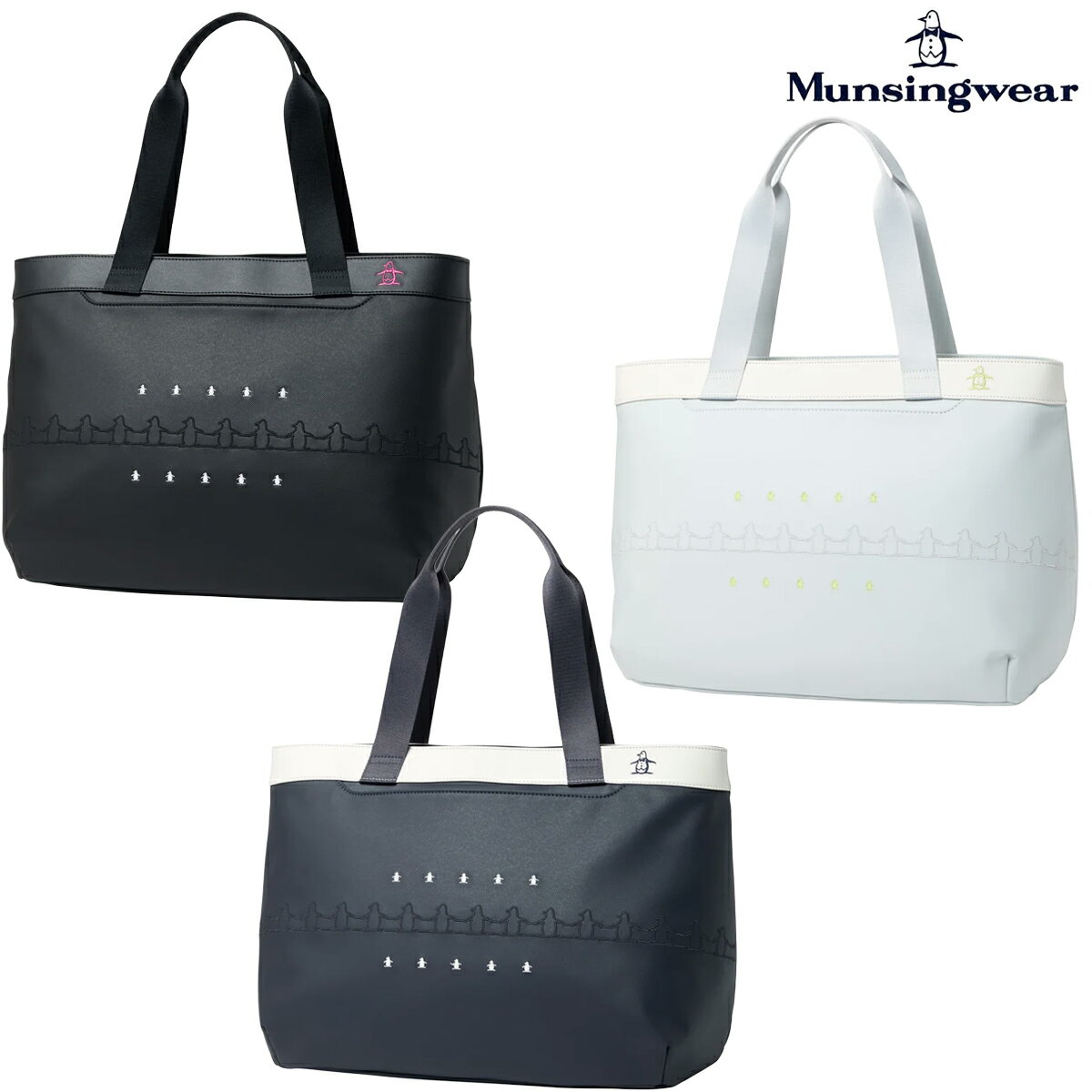 マンシング 2025年秋冬モデル レディース 合皮素材ペンギン刺繍 トートバッグ MG5FTT02L【25】