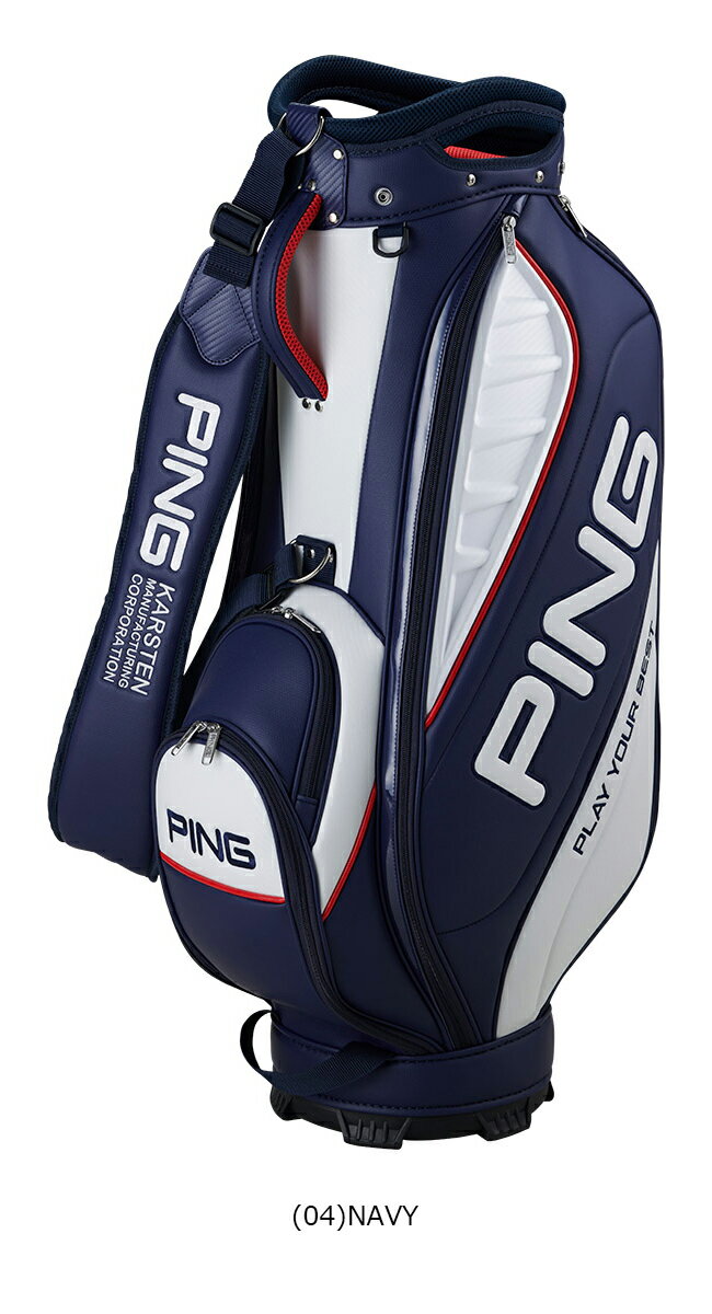PING ピン 未使用 キャディバッグ ホワイト、ネイビー PiNG (ピン) キャディバッグ 6分割 CB-N2306 ネイビー×ホワイト×レッド