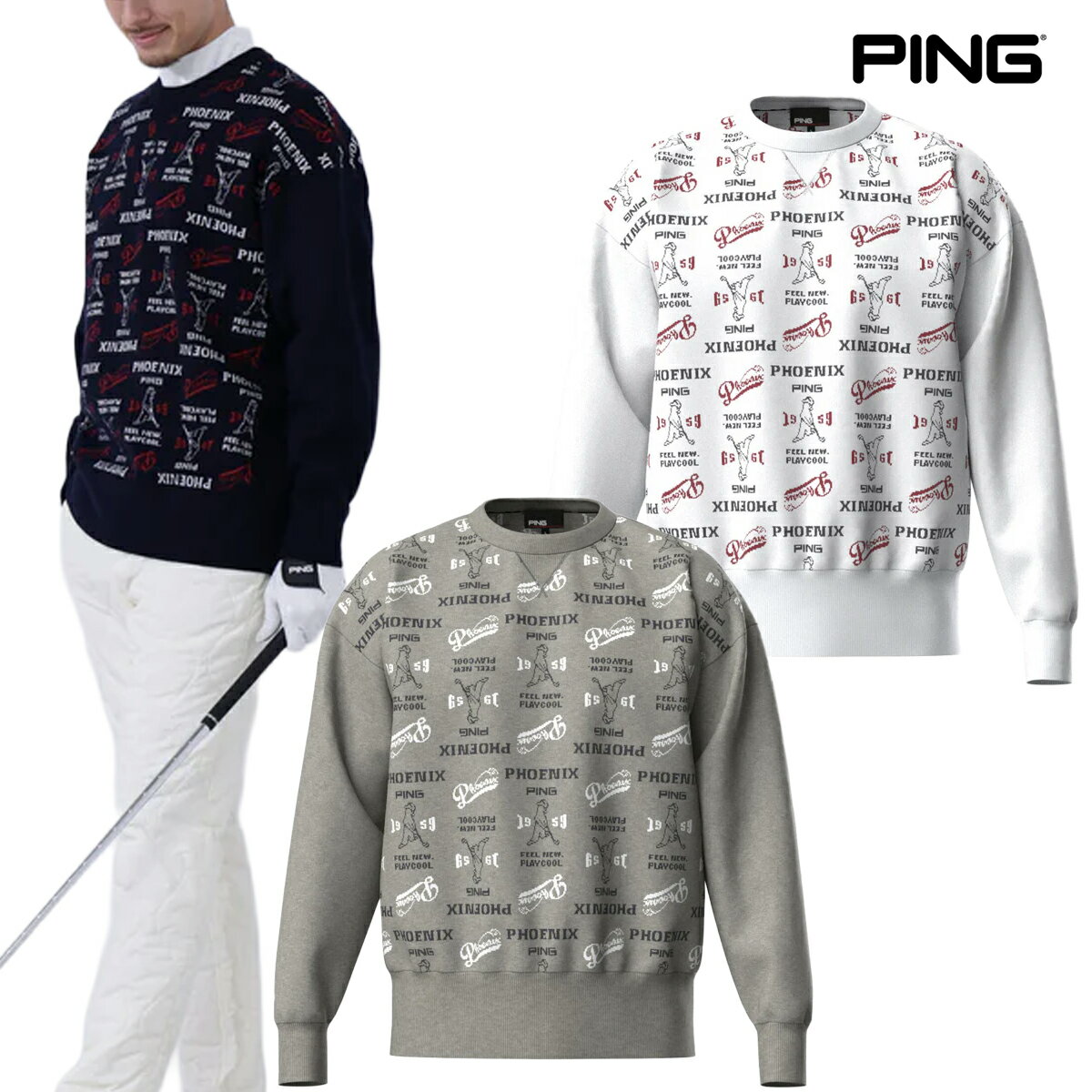 ピンアパレル 2025年秋冬モデル メンズ ジャカード クルーネック ニット 621-5270002【25】