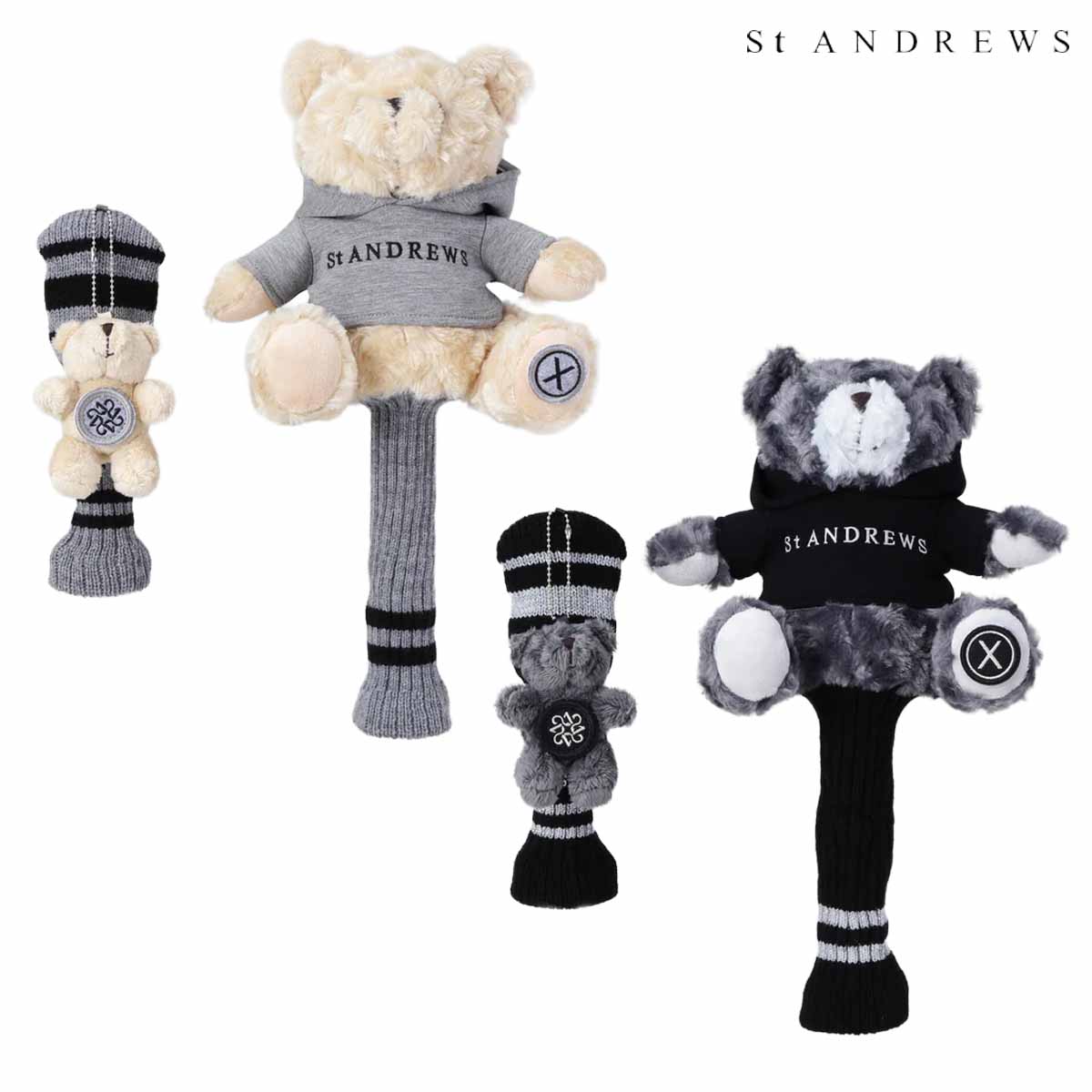 セントアンドリュース 2025年秋冬モデル ユニセックス テディベア ヘッドカバーセット 042-6984211（フ..