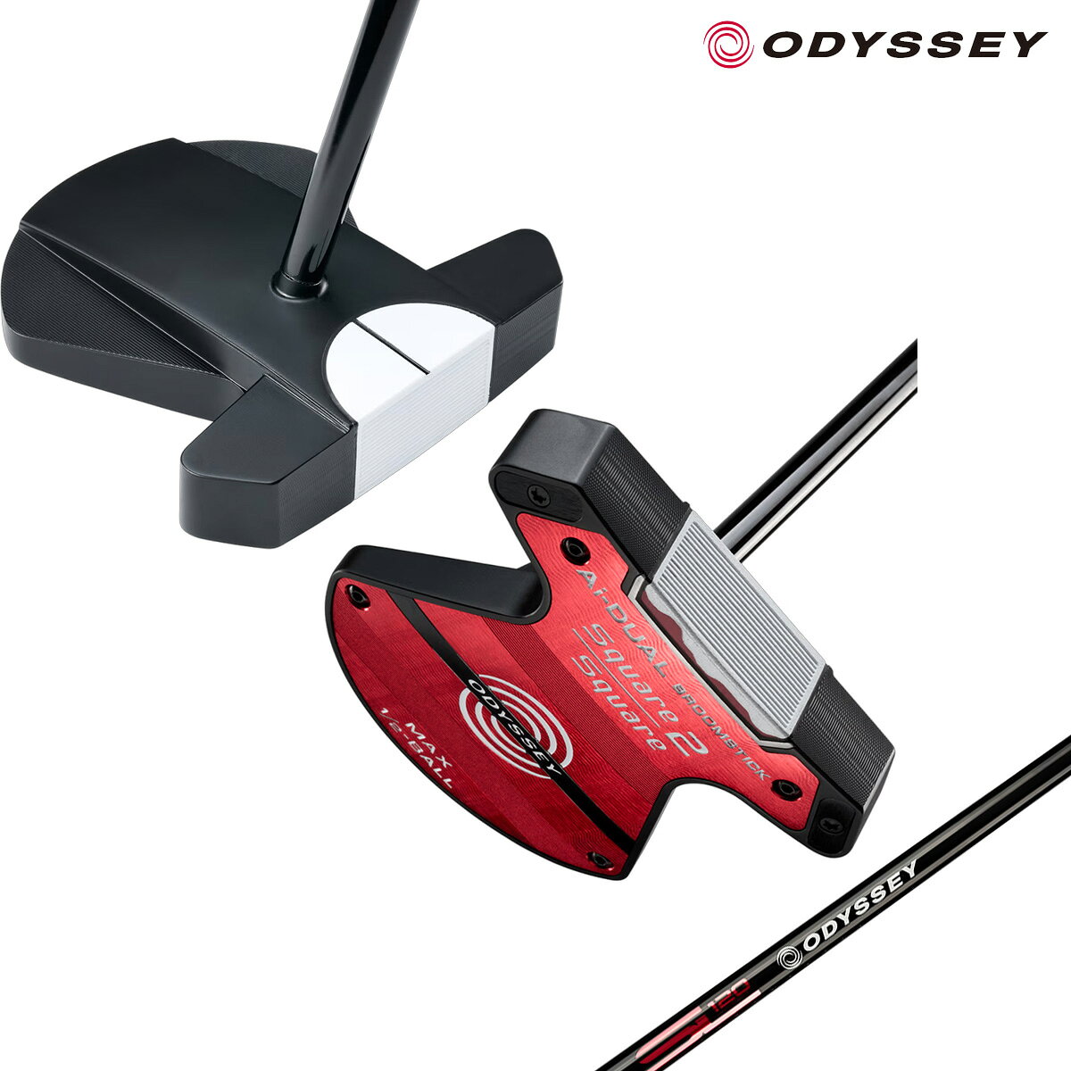 【数量限定】オデッセイ メンズ Ai-DUAL Square 2 Square 1/2-BALL MAX BROOMSTICK パター STROKE LAB 180 BLACK スチールシャフト S2S Ai-DUAL BROOMSTICK グリップ【26SS】
