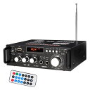 デジタルアンプ 最大出力600W(300W+300W) 高音質 重低音調整 USB SD Blutooth2.0 HiFi マイク対応 リモコン付き 12V-5Aアダプタ JL-LP298A(2)