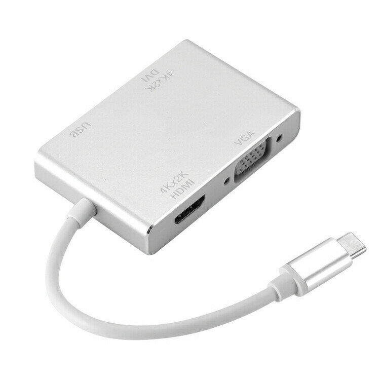 Rakuten - Type-C⇒HDMI/DVI/VGA マルチ変換アダプター 4K×2K対応 HDMI/DVI/VGA変換アダプタ USB3.0ポート付 多機能ハブ 画面ミラーリング ディスプレイ拡張に JL-TYPEC4IN1 送料無料