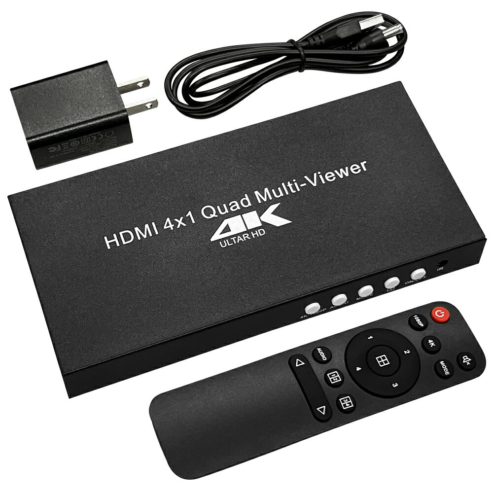 HDMI分配器セレクター 4K対応 4入力を1画面に分割表示 リモコン付き HDMI画面分割 4入力1出力 4K/1080P 4分割/2分割/1画面等7パターン切り替え JL-MPXF02