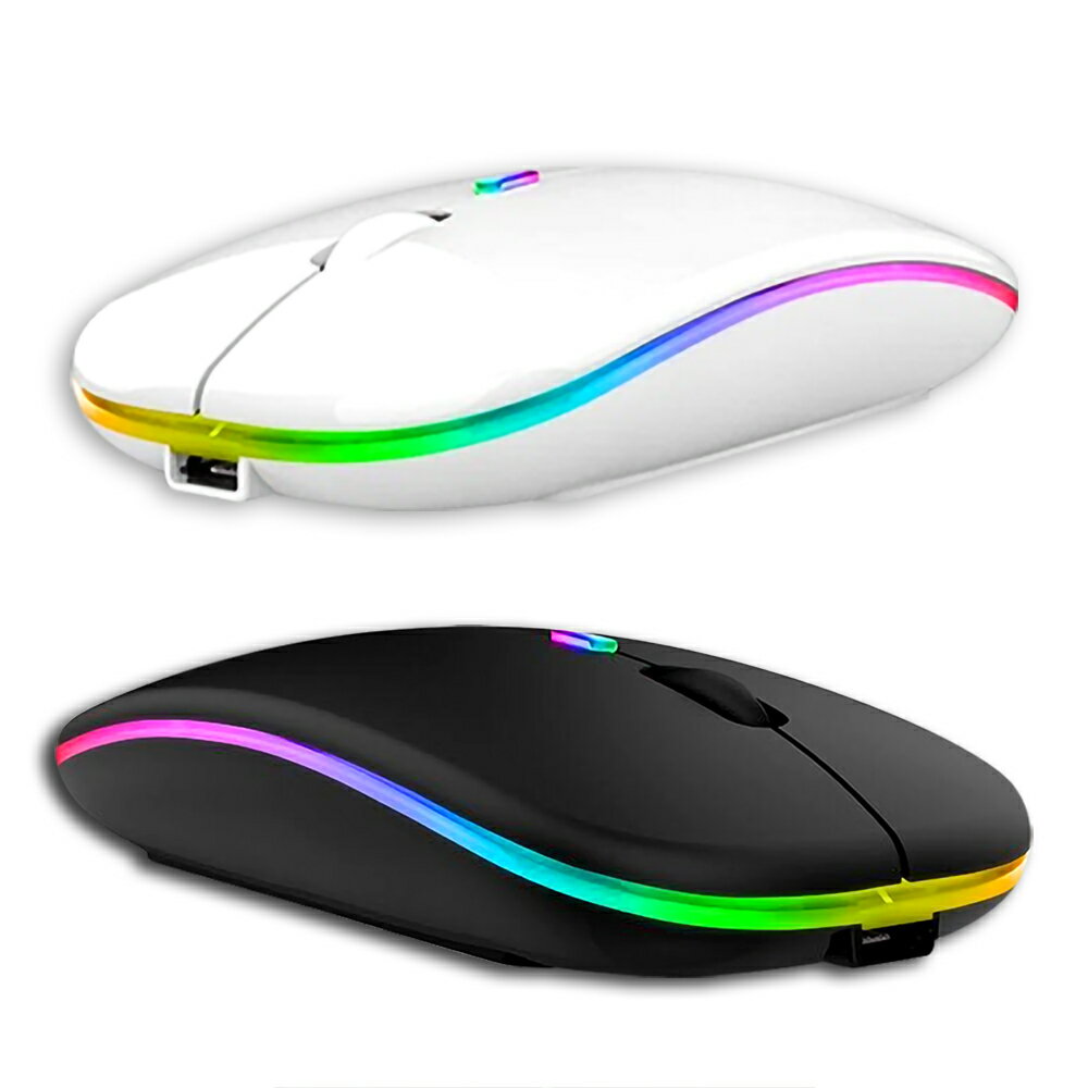 充電式無線マウス ワイヤレスマウス 薄型 USB充電式 Bluetooth/2.4GHz両用切替可 7色ライト 光学式 静音 軽量 高精度 DPI調節可 JL-WMSQ20