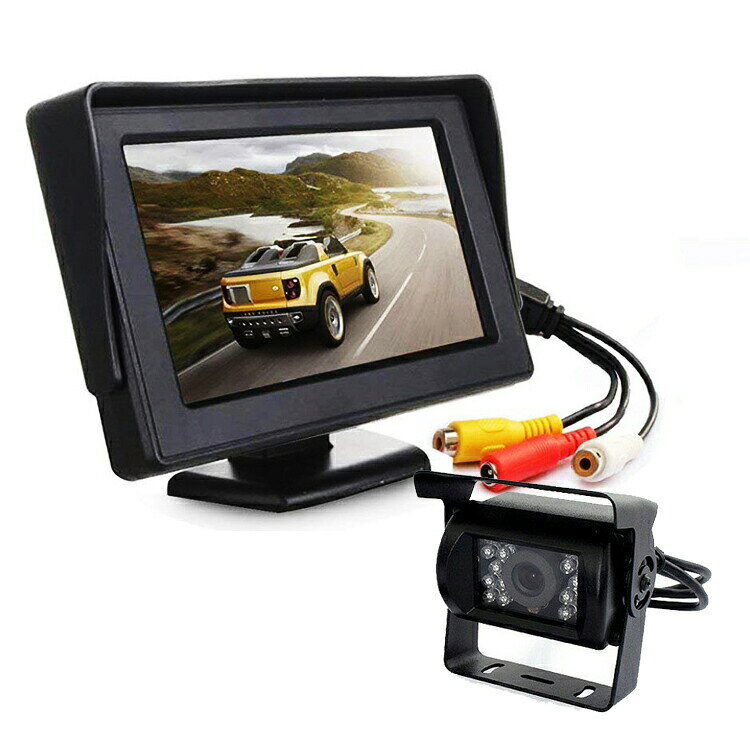 Rakuten - バックカメラセット DC12V/24V車対応 映像入力2系統 赤外線暗視機能 20mケーブル付 広角110度レンズ 4.3インチモニター JL-BKST43