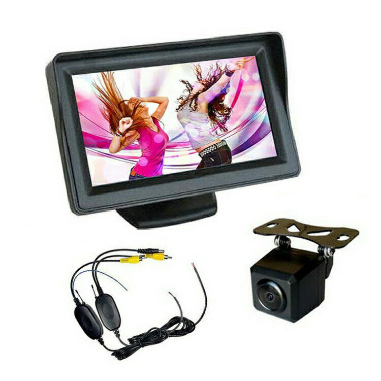 無線バックカメラセット 映像入力2系統 広角120度レンズ IP67防水仕様 ワイヤレストランスミッター付 4.3インチオンダッシュモニター JL-VTM5043A206