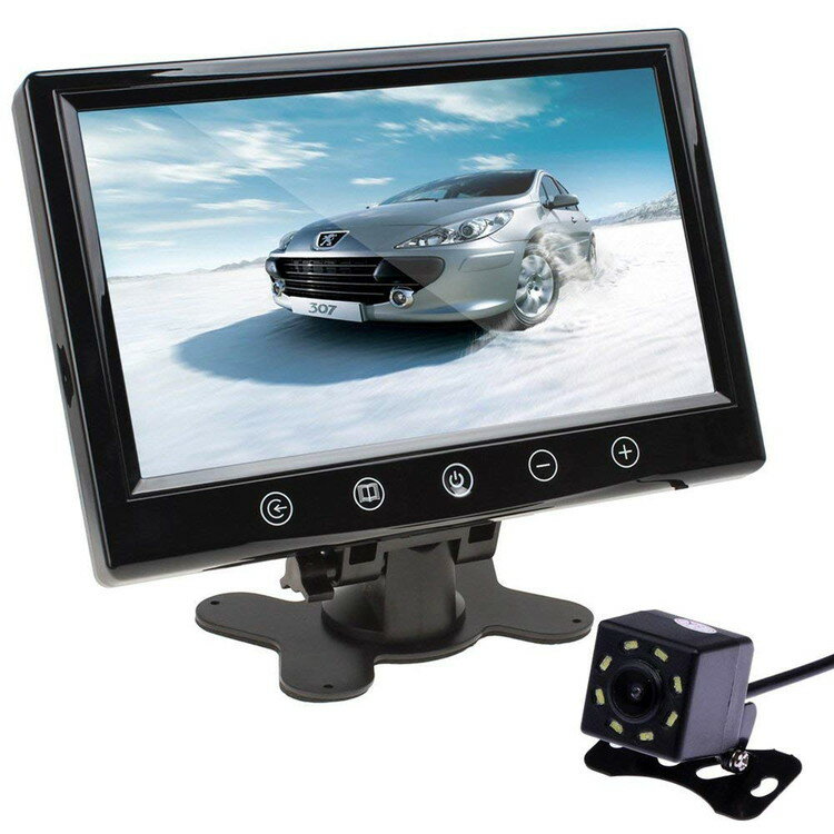 9インチ大画面オンダッシュモニターバックカメラセット LED8個搭載 小型防水バックカメラ モニター映像入力X2 リモコン切替 12V専用 JL-CMN90BK810