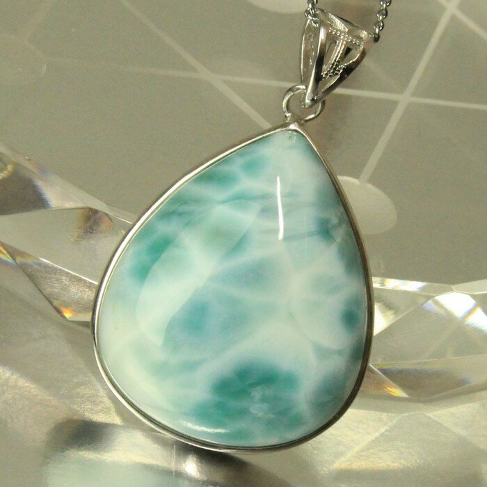 ラリマー ペンダント|Larimar Pectolite 曹灰針石 ペクトライト ラリマー ネックレス チャーム Pendant Necklace 首輪 首飾り...