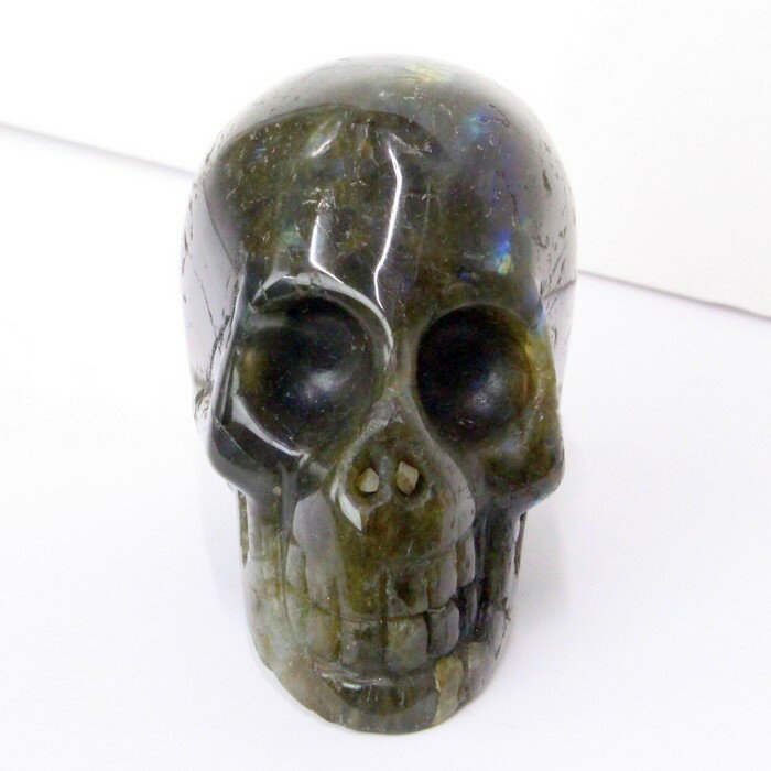 ラブラドライト ドクロ|曹灰長石 Labradorite ラブラドライト【しゃれこうべ Scull Skeleton 原石 Gemstone 彫刻 置物 スケル...