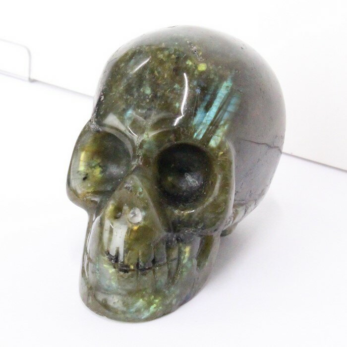 ラブラドライト ドクロ|Labradorite 曹灰長石 ラブラドライト【原石 Gemstone 彫刻 スカル 頭蓋骨 しゃれこうべ Scull Skeleto...