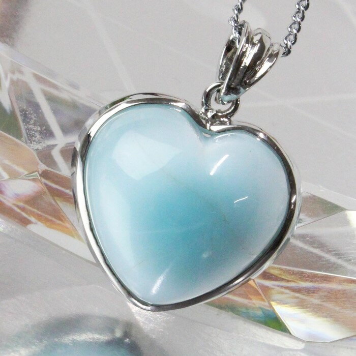 ラリマー ペンダント｜Larimar ペクトライト Pectolite ラリマー ネックレス Pendant ペンダントトップ Necklace｜メンズ Men's レディース 天然石 限定 一点物 ラリマー ネックレス ハート型｜