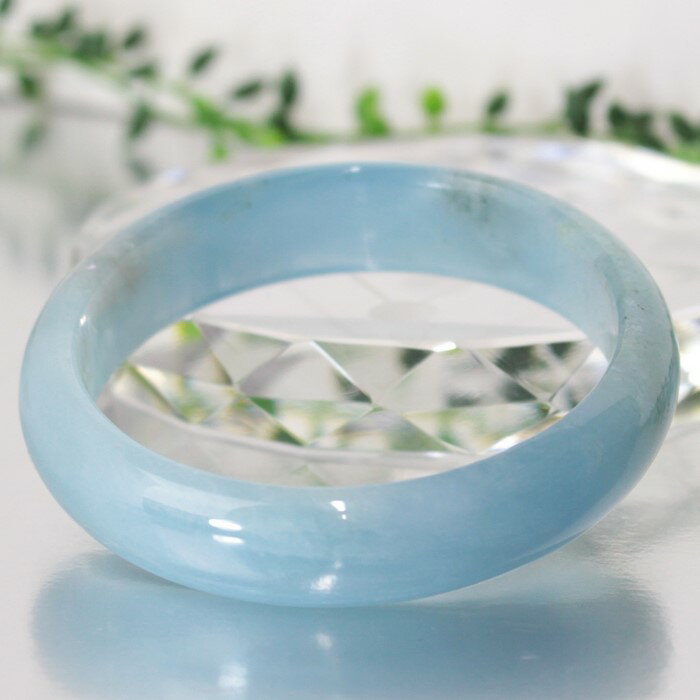 【一点物】【女性用LLサイズ】アクアマリン バングル|Aquamarine 緑柱石 ミルキーアクア 海の水 アクアマリン ブレスレット Bangle 腕輪 ブレ...