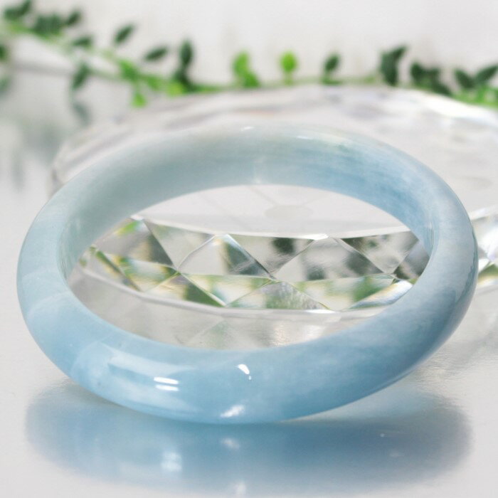 【一点物】【女性用LLサイズ】アクアマリン バングル|藍玉 Aquamarine 緑柱石 ミルキーアクア 海の水 アクアマリン ブレスレット Bracelet ...