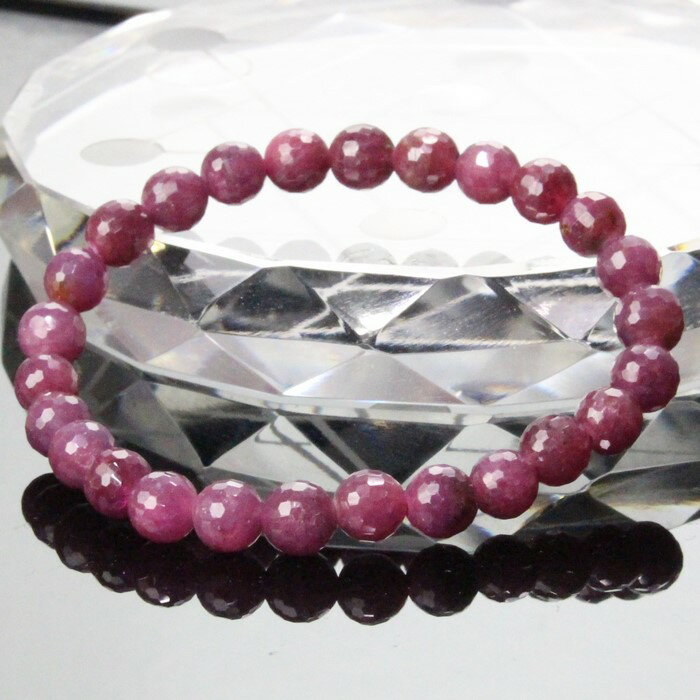 【一点物】【6mm玉】ルビー ブレスレット｜紅宝石 Ruby ピンクサファイア ルビー ブレス バングル 数珠 Bracelet ブレスレット Bangle 腕輪 ブレスレッド｜メンズ Men's レディース 天然石 限定 一点物 ルビー