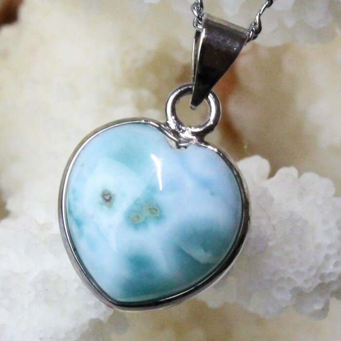 【一点物】ラリマー ペンダント|曹灰針石 ペクトライト Larimar Pectolite ラリマー ネックレス ペンダントトップ Pendant ペンダント ...