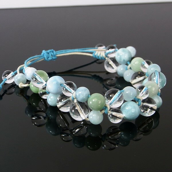 ラリマー ブレスレット 天然石アクセサリー ラリマー｜ラリマー 曹灰針石 Larimar ペクトライト Pectolite 【Bracelet 腕輪 ブレスレッド 手編み Breath Rosary マクラメ編み 】メンズ Men's レディース Ladies パワーストーン ｜