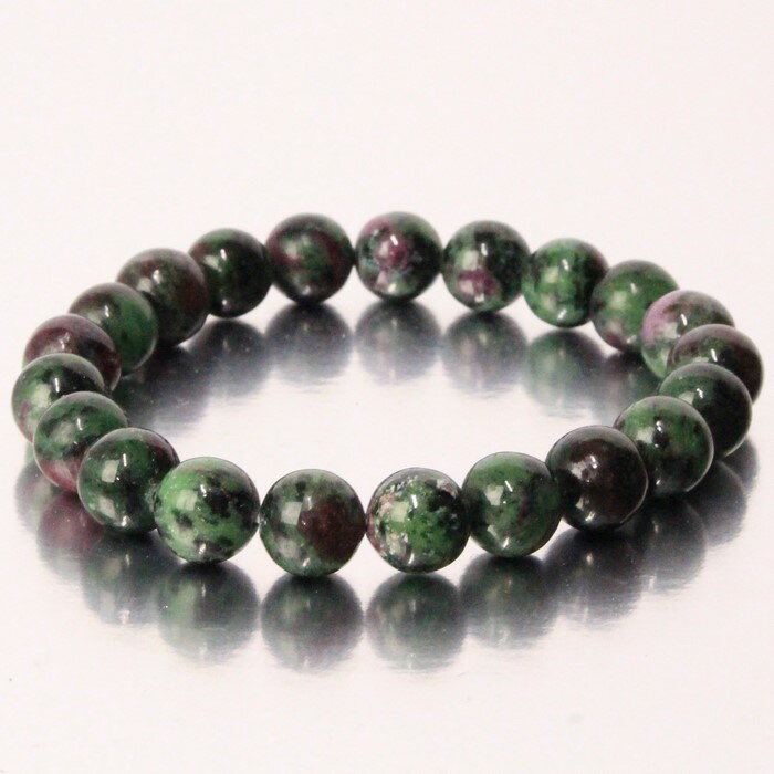 【厳選 一点物 10mm玉】ルビーインゾイサイト ブレスレット｜Ruby Zoisite ルビーインゾイサイト ブレスレッド Bracelet ブレス バングル 数珠 ブレスレット｜メンズ レディース 一点物アイテム 天然石 ルビーインゾイサイト