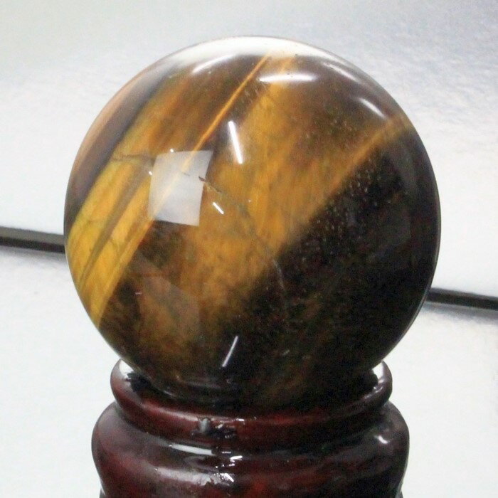 【53mm】タイガーアイ 丸玉 虎目石 Tigereye キャッツアイ タイガーアイ 原石 仕事運 球体 水晶玉 球 置物 台座 虎 大玉 丸玉 金運 幸運 B...
