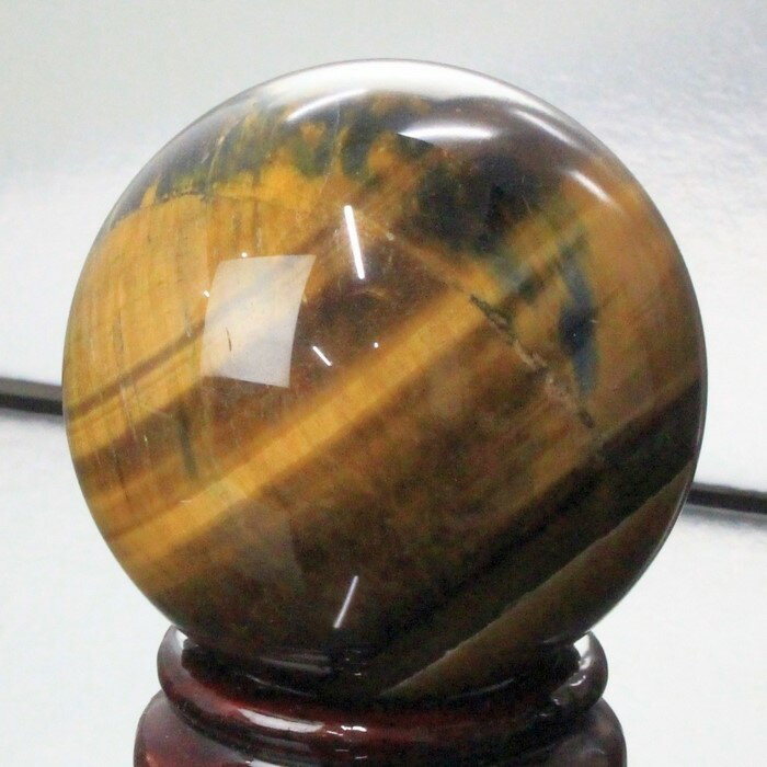 【57mm】タイガーアイ 丸玉 Tigereye キャッツアイ 虎目石 タイガーアイ 原石 金運 幸運 仕事運 球体 水晶玉 球 置物 台座 虎 大玉 丸玉 B...