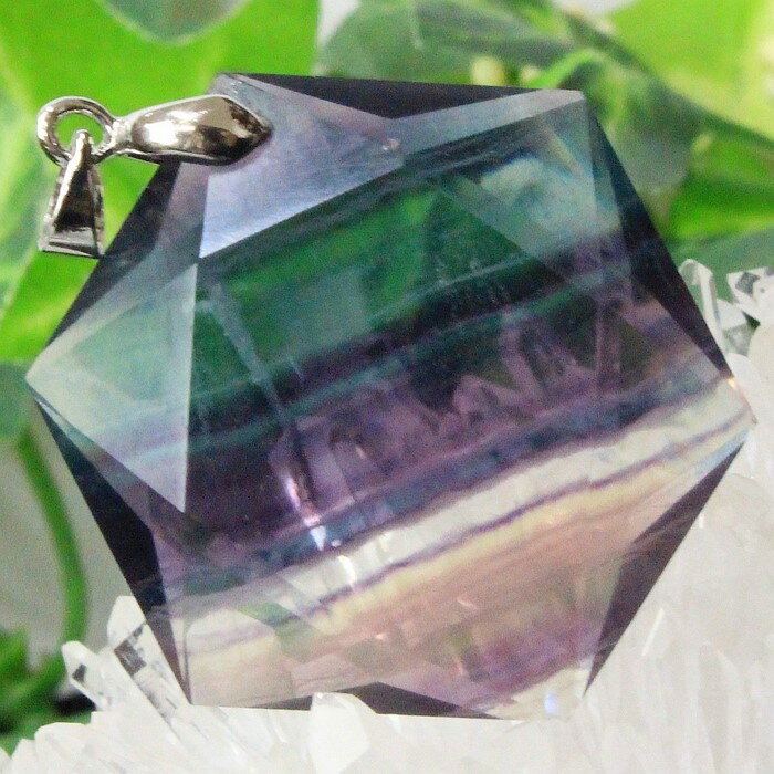 【一点物 現物】フローライト ペンダント 蛍石 フローライト ネックレス ぺんだんと 六芒星 魔除け お守り Necklace ペンダントトップ フローライトペ...