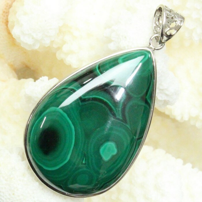 【天然石 ペンダントトップ 大粒】マラカイト ペンダント Malachite 孔雀石 マラカイト ネックレス ペンダントトップ ぺんだんと Pendant マラ...