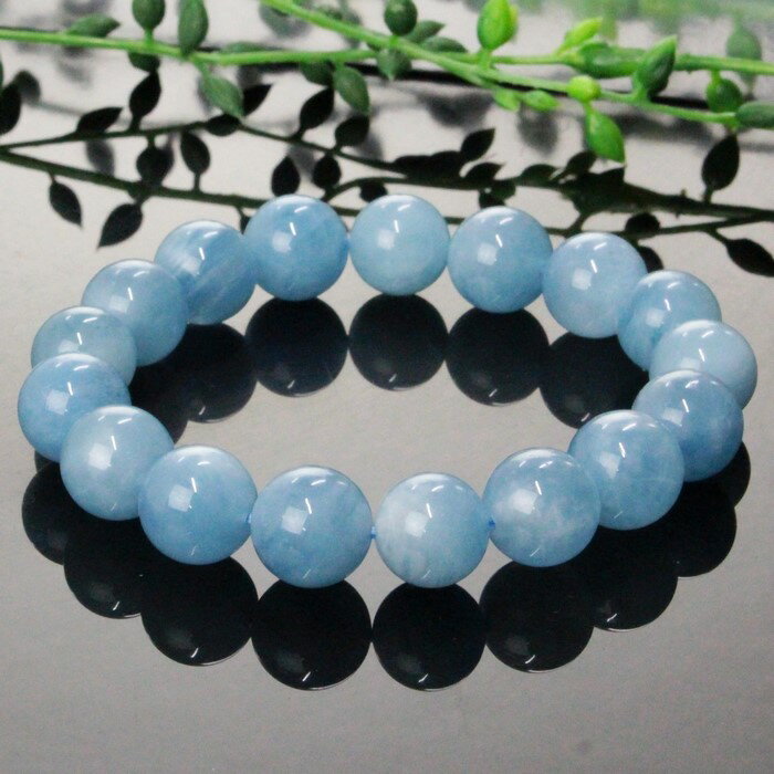 ڸ ʪ  12mm ʼ ɻۥޥ ֥쥹å  Aquamarine ο ޥ ֥쥹å Bracelet ...