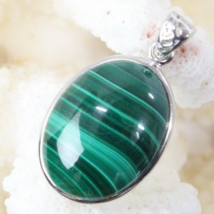 【南アフリカ産 高品質 一点物】マラカイト ペンダント 孔雀石 Malachite マラカイト ペンダントトップ ネックレス Pendant マラカイトペンダン...