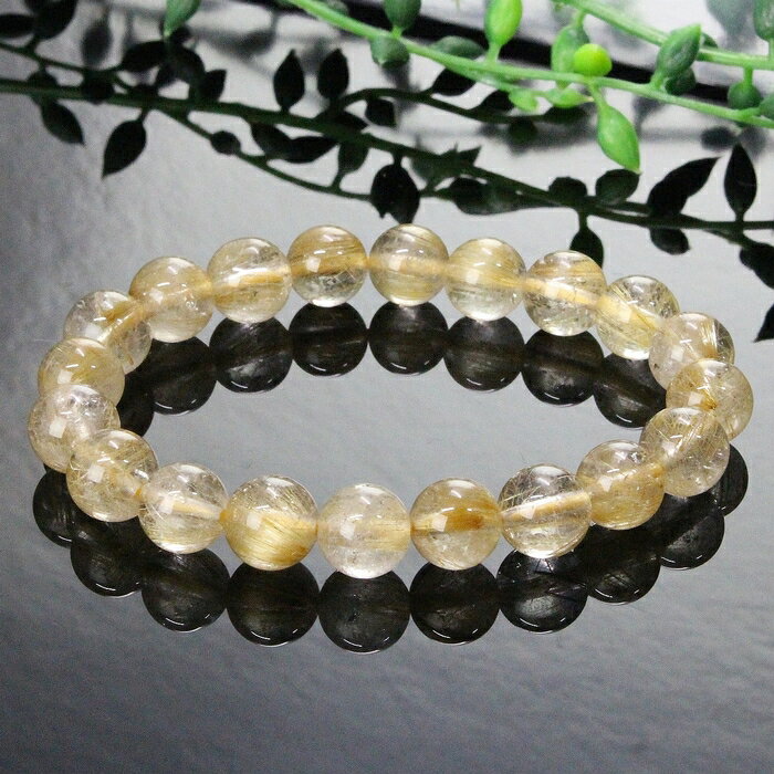【特選最高グレード一級品 一点物現物 9mm】ルチルクォーツ ブレスレット 金運 ルチルクォーツ ブレスレット 腕輪 Bracelet ルチルクォーツブレスレッ...