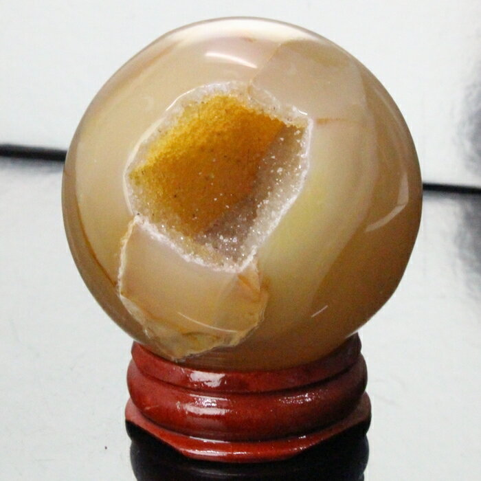 【49mm】瑪瑙 丸玉 晶洞 めのう トレジャーメノウ アゲート ジオード メノウ 瑪瑙 原石 球体 水晶玉 球 置物 水晶球 大玉 丸玉 Circle Bal...