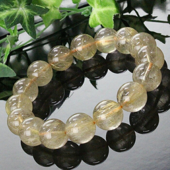 【厳選品質 一点物 15mm】ルチルクォーツ ブレスレット 金針水晶 原石 ルチルクォーツ ブレスレット 腕輪 ルチルクォーツブレスレット パワーストーン ブレ...