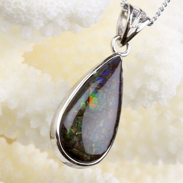 アンモライト ペンダント｜ammonite カルセンティン ammolite アーポアク コーライト アンモライト ネックレス Charm Pendant 首飾り ペンダント ネックレス シルバー Silver Necklace｜メンズ レディース 限定 一点物 アンモライト パワーストーン ネックレス 天然石