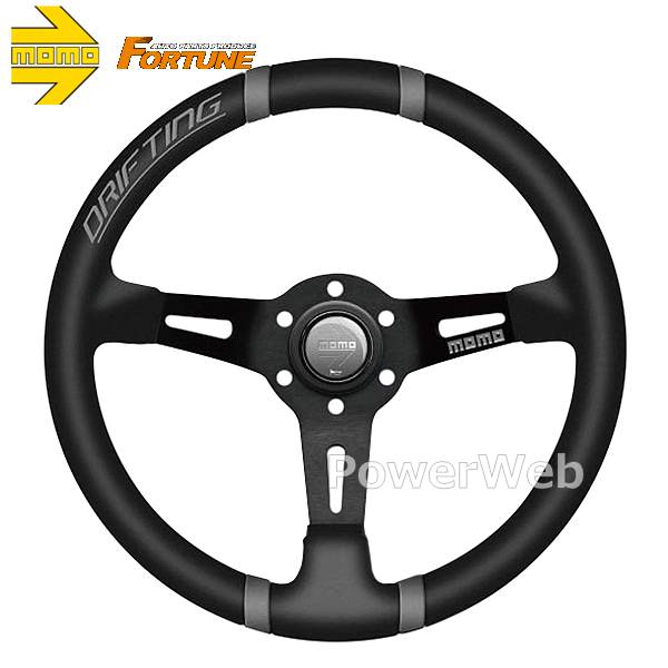 MOMO DRIFTING 35φ 85mm DEEP ブラックステッチ ブラックレザー/ブラックスポーク ...