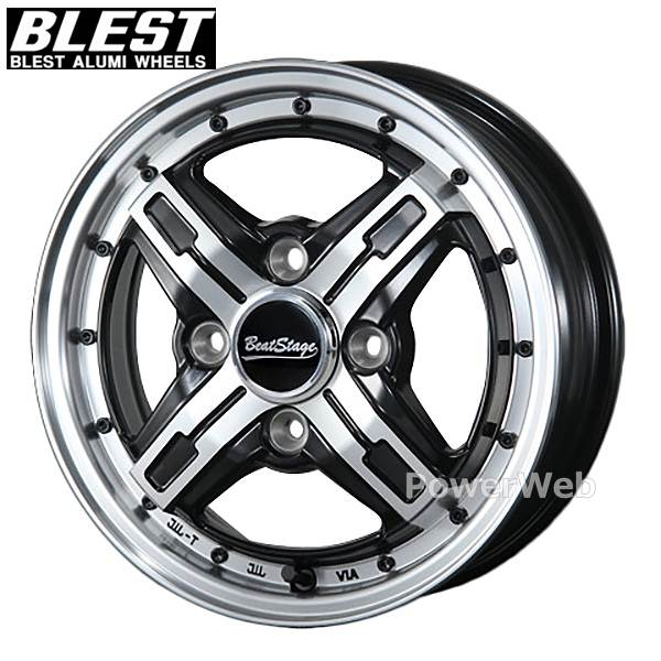 [ホイールのみ単品4本セット] BLEST Beat Stage FS-C 12インチ×4.0J PCD：100 穴数：4 インセット：43 ブラックポリッシュ