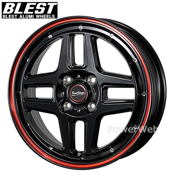 [ホイールのみ単品4本セット] BLEST BeatStage WT-C 15インチ×5.0J PCD：100 穴数：4 インセット：45 ブラックレッドライン