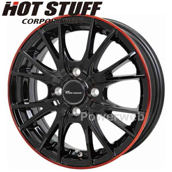 [ホイール1本(単品)] Precious HM-1 V-II 14インチ×4.5J PCD：100 穴数：4 インセット：45 ブラック＆レッドクリア(BK/RC) HOT STUFF