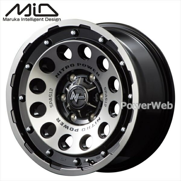 [ホイールのみ単品4本セット] MID NITRO POWER H12 SHOTGUN 16インチ×6.5J PCD：139.7 穴数：6 インセット：38 ブラッククリア/マシニング