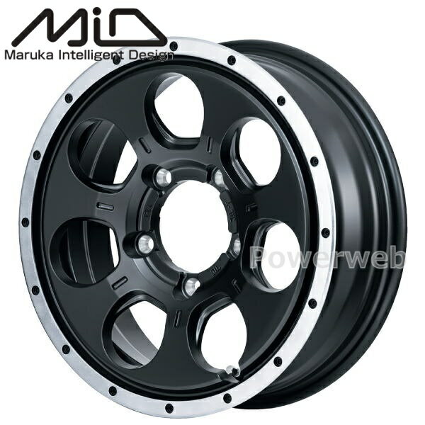 [ホイール1本(単品)] MID ROADMAX WO-7 16インチ×5.5J PCD：139.7 穴数：5 インセット：22 セミグロスブラックフランジDC