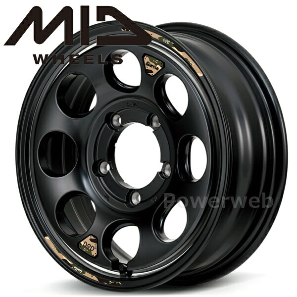 [ホイールのみ単品4本セット] MID WHEELS×DOD ウシャリン 16インチ×5.5J PCD：139.7 穴数：5 インセット：20 セミグロスブラック/リムヴァーレイポリッシュ